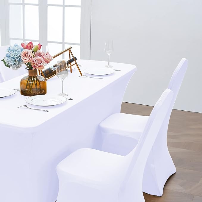 Asnomy Chair Covers Stretch Spandex Chair Covers Universal Fitted Chair Cover Protector for Wedding,Party,Dining and Banquet（White, 100 PCS