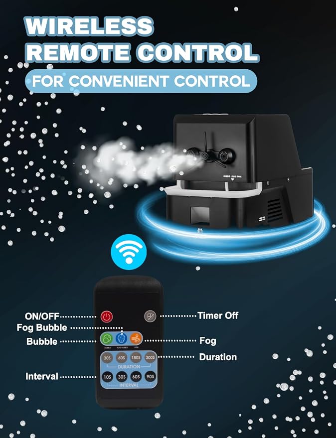 Fog Bubble Machine – 3-in-1 Bubble & Fog Machine that Creates Snow-Like Effect for Indoor and Outdoor Use - Perfect Fake Snow Maker for Christmas, Parties, Weddings, and Holiday Events