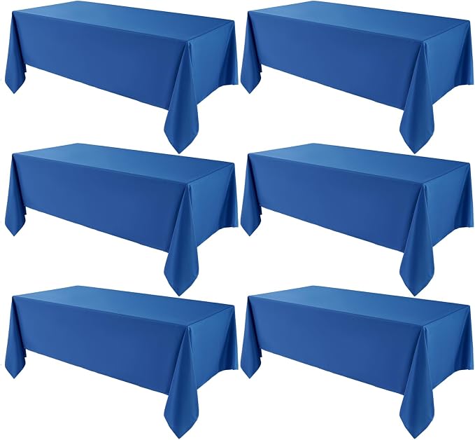 VidaFete Tablecloth 6 Pack 90*132inch Rectangle Table Cloth Polyester, Stain Wrinkle Resistant Polyester Dining Table Cover for Kitchen Dinning Party Wedding Rectangular Buffet Decoration(Royal Blue)