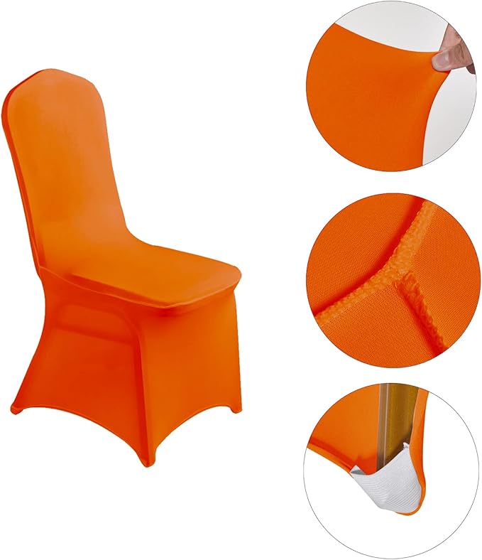 LZY 20pcs Spandex Chair Cover Stretch Slipcovers for Wedding Party, Dining Banquet Chair Decoration Covers (Orange, 20)
