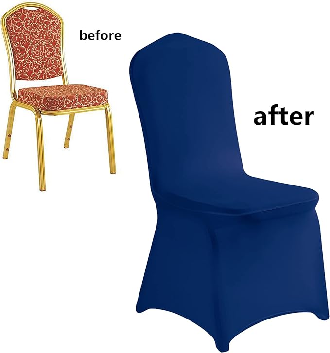 LZY 20pcs Spandex Chair Cover Stretch Slipcovers for Wedding Party, Dining Banquet Chair Decoration Covers (Classic Blue, 20)