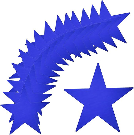 MECCANIXITY 48Pcs Blue Stars Cutouts Double Printed Paper Stars Decoration Cardboard Star for Classroom Wall Party Movie Night Party Supplies, 11 Inches
