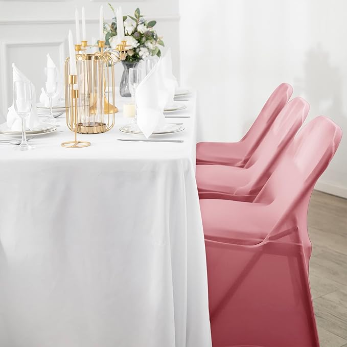 Spandex Chair Cover,12PCS,Living Room Folding Chair Covers,Removable Chair Covers Washable Protector Stretch Chair Cover for Party, Banquet,Wedding Event,Hotel(Dusty Pink)