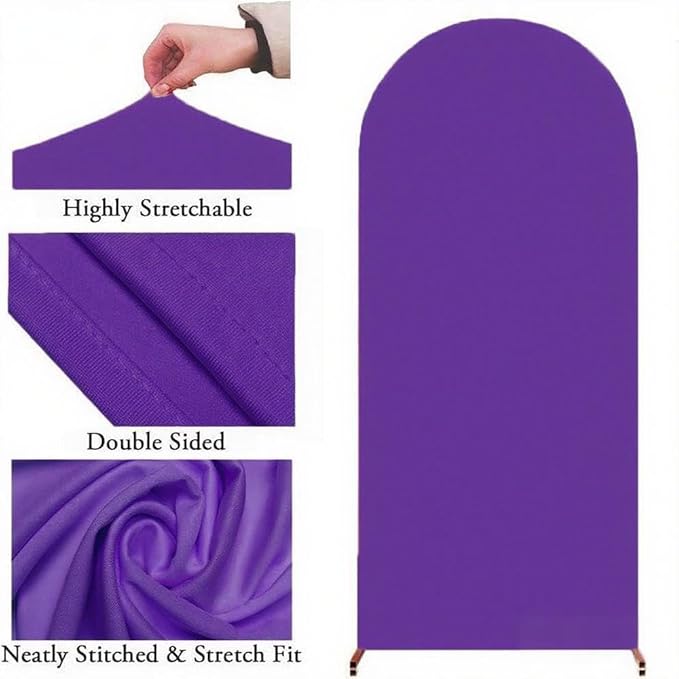 6FT Purple Arch Backdrop Cover, Wedding Arch Cover, Purple Covers Stretchy Backdrop for Party Celebration Decoration