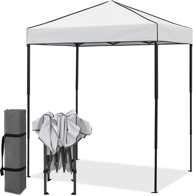 EAGLE PEAK 6x4 Instant Pop Up Canopy Tent, Straight Leg Sun Shelter, Portable Canopy with Carry Bag for Camping, Beach & Sports, White