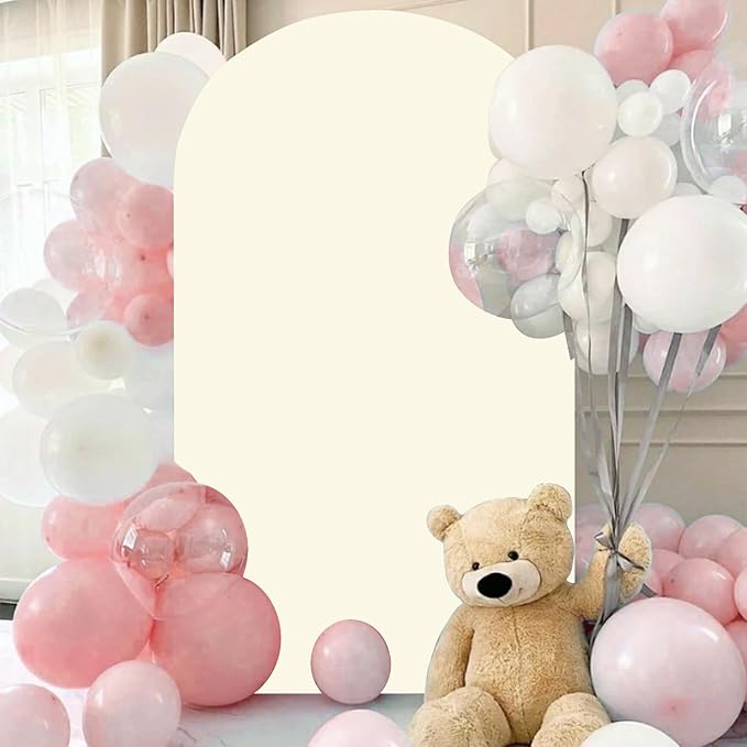 FANPROMS Spandex Arch Cover Ivory 6.6 FT Arch Stand Cover Chiara Round Top Arched Covers Stretchy Backdrop for Birthday Wedding Arch Cover Backdrop Fabric for Baby Shower Decorations