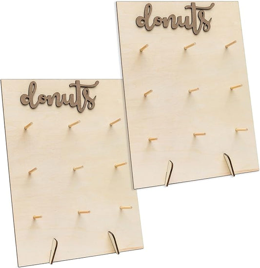 2Pack Donut Display Stand Wood Doughnuts Wall Stands Display Board for Wedding Party Decoration