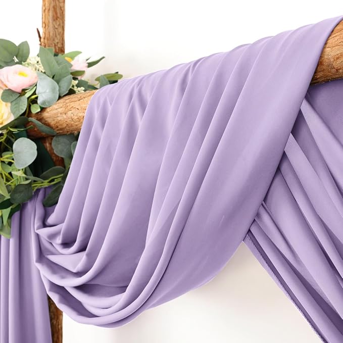 LINXTAR Wedding Arch Draping Fabric 30'' x 18FT Sheer Chiffon Arch Drape Backdrop 1 Panel Lilac Drape for Bridal Shower Baby Shower Photo Booth Church Decor Birthday Party Outdoor Decoration
