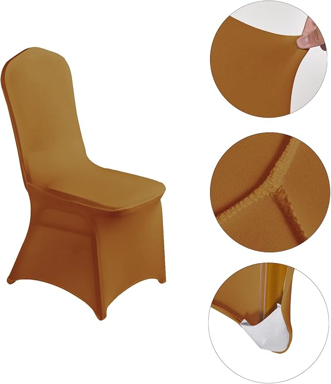 LZY 20pcs Spandex Chair Cover Stretch Slipcovers for Wedding Party, Dining Banquet Chair Decoration Covers (Gold, 20)