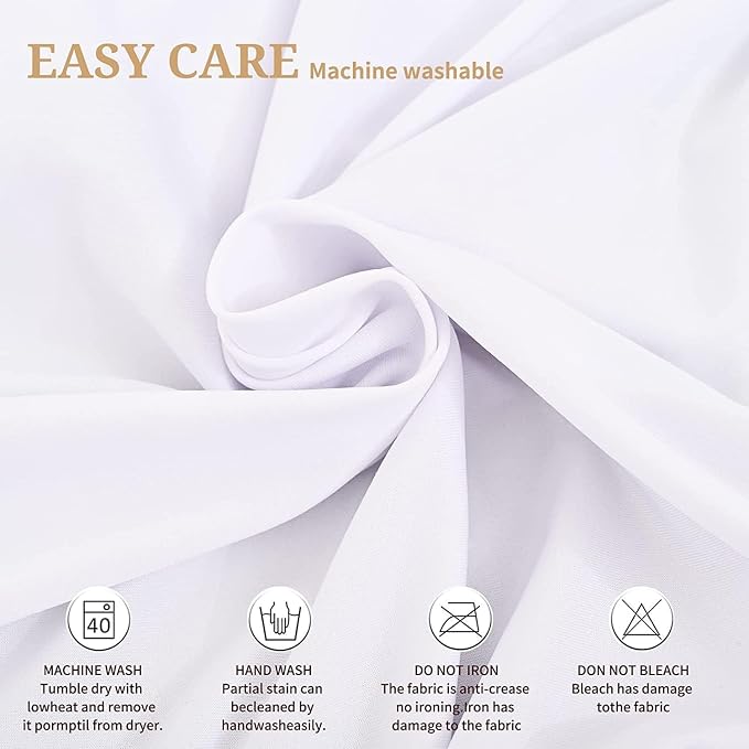 2 Packs Round Cocktail Table Skirt 32"x 43" Spandex Stretch Cocktail Tablecloth with Wavy Drapes, White Spandex Fitted High Top Table Covers for Wedding Party Birthday Banquet Bar