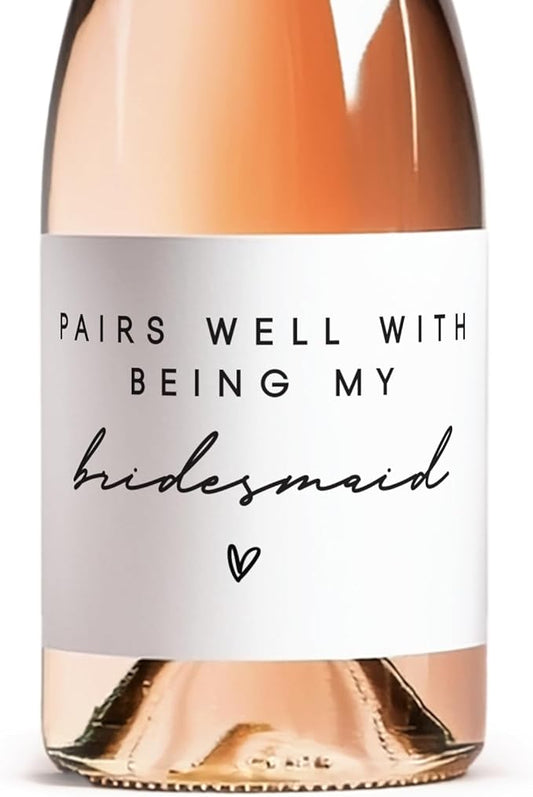 Label with Love Bridesmaid Proposal Mini Champagne Labels, Set of 10, Bridesmaid Champagne Stickers Handmade Labels, Will You be My Maid of Honor or Bridesmaid Gift, Bridesmaid Box Idea