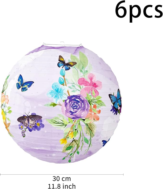 Butterfly Paper Lanterns Butterfly Hanging Decorations Round Pink Paper Lanterns Ceiling Decorations for Birthday Baby Shower Theme Party Supplies Room Decor