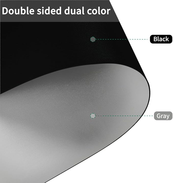 Round Table Pad, 1.8mm Thick, Dia.53 Inch, Leather Table Cover, Dining Table Protector, Table Top Protector (Black+Gray)