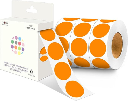 PARLAIM 4 Rolls 4000PCS 1 inch Round Color Coding Circle Dot Labels, Orange Color- Coding Label Sticker for Home Office Classroom(Orange)