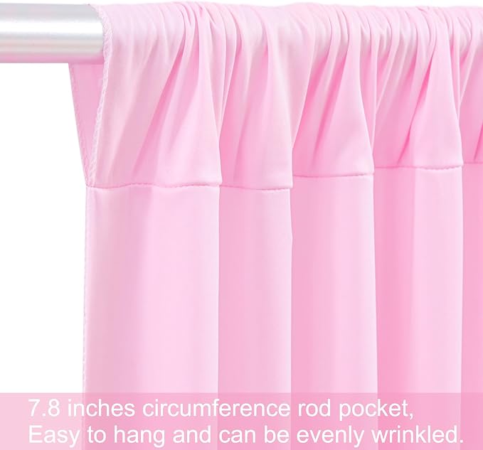 6 Panels Pink Backdrop Curtains for Wedding Party Wrinkle Free Backdrops Curtain Drapes Fabric Decorations Photo Back Drop Cloth for Baby Shower Photography Stage Reception 30ft(W) x 12ft(H)