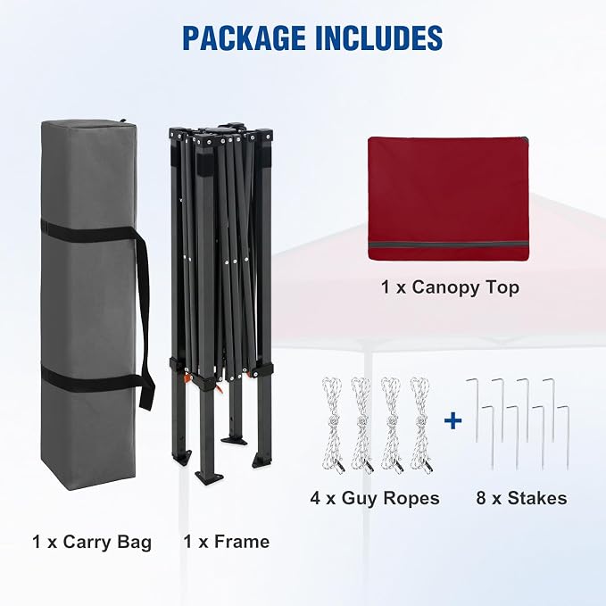 6x4 Pop Up Canopy Tent, Instant Portable Beach Canopy, Outdoor Tent with Carry Bag for Camping, Sports, Tailgating, Events, Burgundy