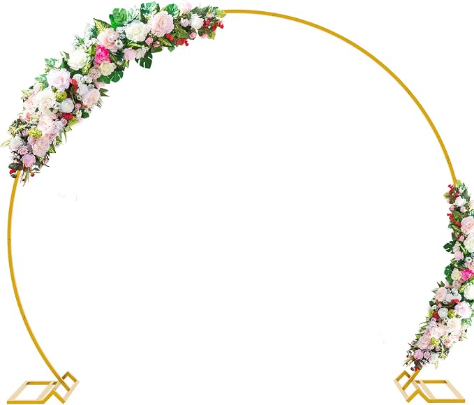 Wokceer Wedding Arch 7.2FT Round Backdrop Stand Gold Metal Circle Backdrop Stand Circle Balloon Arch Stand Frame for Birthday Party Bridal Shower Anniversary Ceremony Candy Tables Celebration