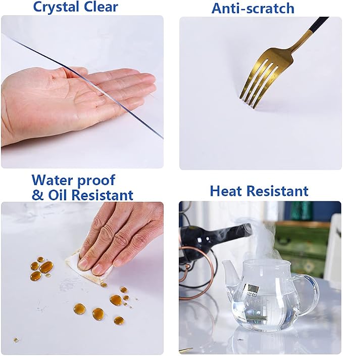 28x108 Clear Plastic Dining Table Protector Tablecloth Desk Pad Mat Wooden Furniture Coffee End Bar Pub Banquet Dinner Table Cloth Top Protection Countertop Cover Waterproof Rectangular PVC Vinyl