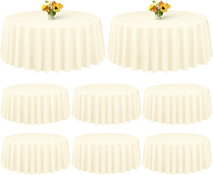 Showgeous 8 Pack Beige Round Tablecloth 90 Inch Round Table Cloths Washable Polyester Tablecloths for Round Tables Wrinkle Resistant Table Cloth Decorative Fabric Table Cover for Wedding Party