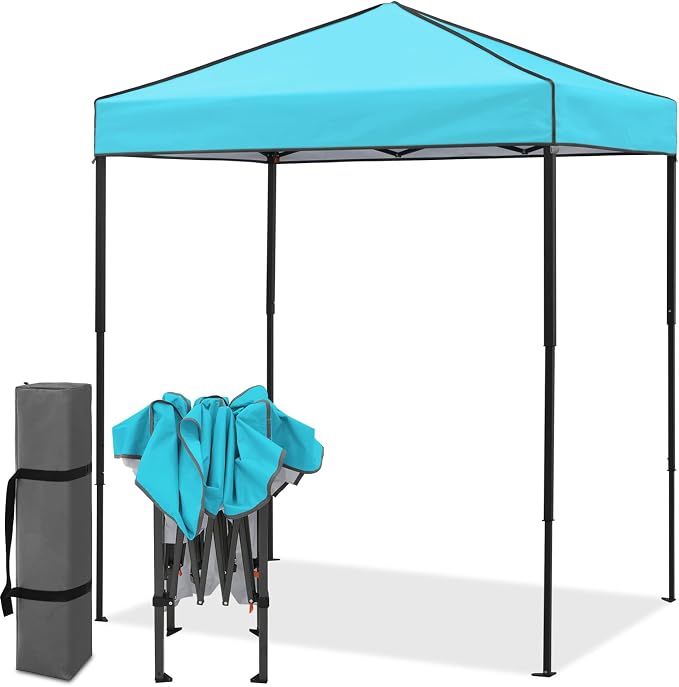EAGLE PEAK 6x4 Instant Pop Up Canopy Tent, Straight Leg Sun Shelter, Portable Canopy with Carry Bag for Camping, Beach & Sports, Light Blue