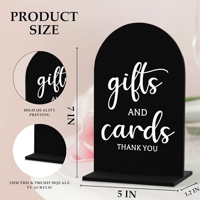 6 Pcs Wedding Sign Decor, Ceremony Sign, Wedding Sign for Reception & Event Party,Bridal Shower Decorations, Wedding Table Sign Accessories for Anniversary and Event 5x7 Inch Black White