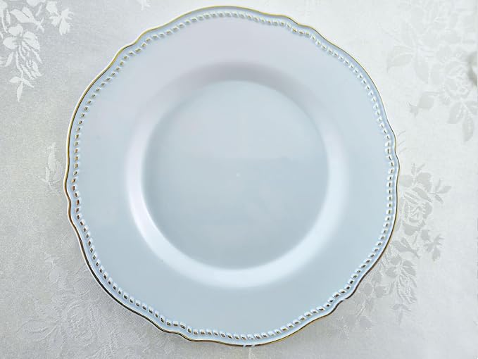 " OCCASIONS " 150pcs set (25 Guests)-Wedding Plastic Plates & cutlery -Disposable heavyweight Dinnerware 10.25'', 7.5'' + Silverware w/double fork (Rochelle Blue & Gold)