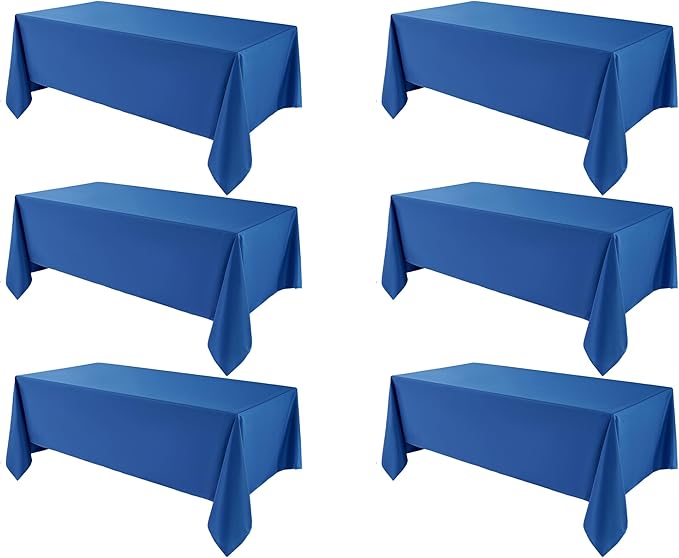 Rectangle Tablecloths 90x132 Inch 6 Pack Royal Blue Tablecloth for 6ft Washable Decorative Linen Polyester Table Cloths for 8ft Dining Table Banquets Buffet Parties and Wedding