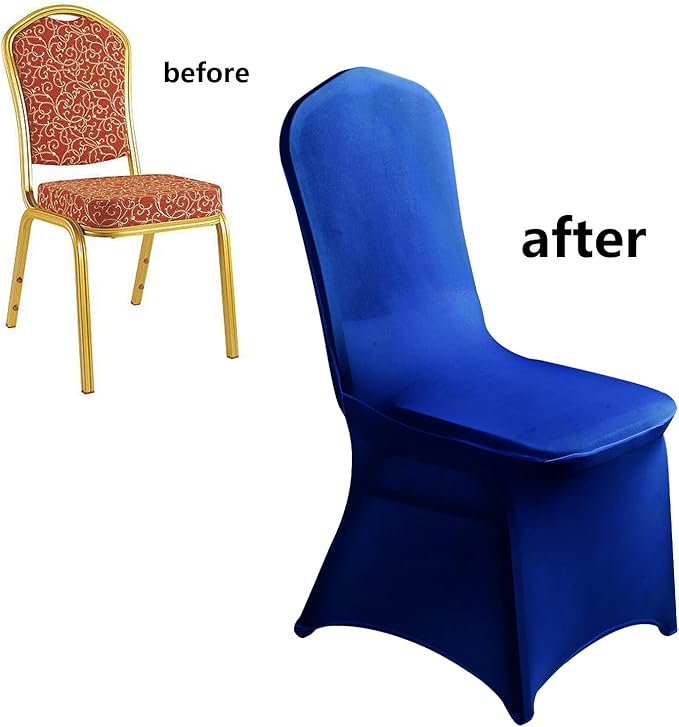 LZY Spandex Chair Cover Stretch Slipcovers for Wedding Party, Dining Banquet Chair Decoration Covers (Royal Blue, 20)