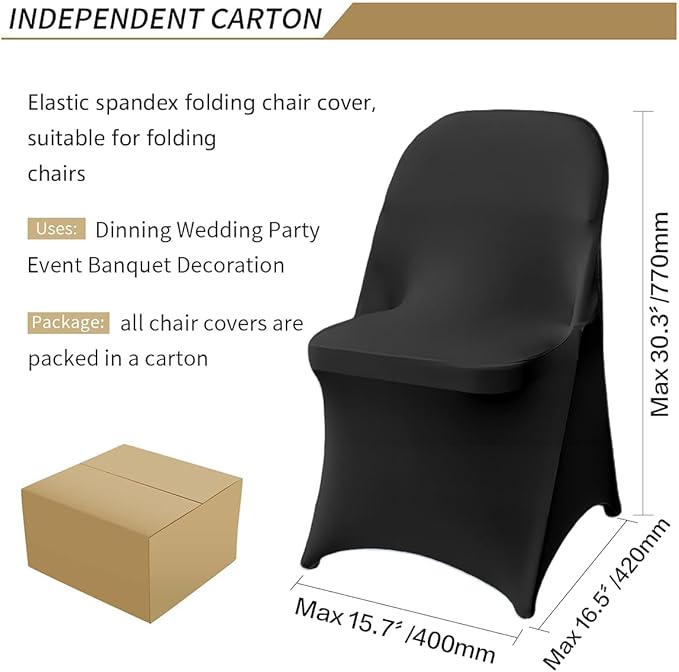30 Pcs Black Folding Chair Cover Washable Removable Universal Fitted Chair Cover Protector for Wedding Party Banquet Holidays Celebration Decoration Chair Covers