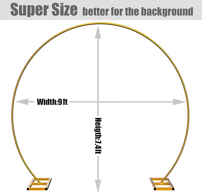 LANGXUN 9ft Large Size Metal Circle Balloon Arch Stand Decoration, Indoor Outdoor Arch Frame for Birthday Wedding Graduation Decorations and Event Party Supplies, Baby Shower Photo Background