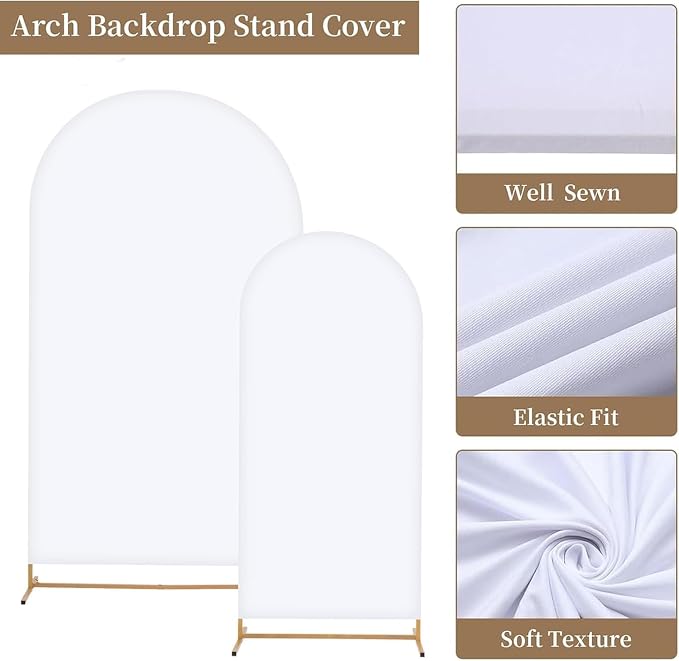 Metal Arch Backdrop Stand and Cover Set, 8FT, 6.6FT Party Backdrop, Easy to Assemble, Backdrop Stand for Parties, Birthday, Baby Showe