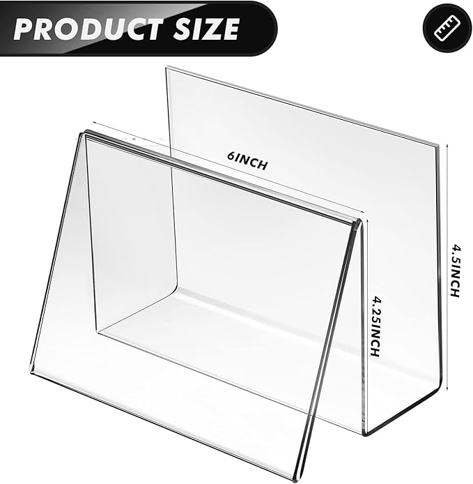Crtiin 6 Pcs Clear Acrylic Postcard Display Holder Business Card Holder Greeting Card Display Clear Business Stand Rack for Index Organizer Desk Table Home Office, 6 x 4.25 x 4.5 Inches