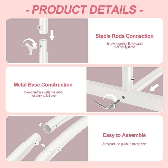 GOJAWAY 7.2FT & 6FT Backdrop Stand Metal Arch White Wedding Arch Stand Arched Backdrop Frame for Birthday Party Baby Shower Graduation Ceremony Decoration - 2 Pack