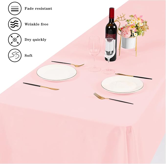YMHPRIDE 6 Pack Pink Polyester Tablecloths, 60 x 102 inch, Rectangular, Wrinkle Resistant, for 6FT Tables, Parties, Weddings, Banquets, Indoor/Outdoor Use