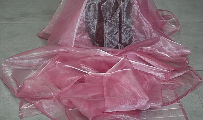 MDS Pack of 75 Yard Sheer Organza Fabric for Wedding Party Home Event Banquet Decorations, Backdrop Curtain Craft Dress Sewing Fashion DIY Crystal Organza Tulle Fabric Bolt 44” Wide - Dusty Pink