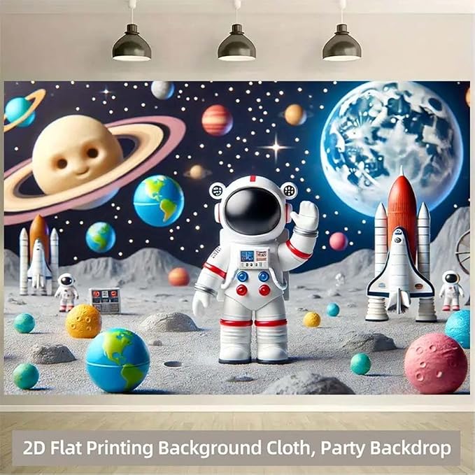 Space Astronaut Photo Backdrop Astronaut Outer Space Party Photography Background Out Space Galaxy Planets Astronaut Baby Shower Backdrop Solar System Planets Galaxy Boys Birthday Banner(B, 6x4feet)