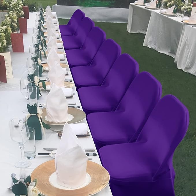 Babenest Spandex Folding Chair Covers - 30 PCS Upgraded Universal Stretch Washable Fitted Chair Slipcovers Protector for Wedding, Holidays, Banquet, Party, Easter Celebration (Purple)