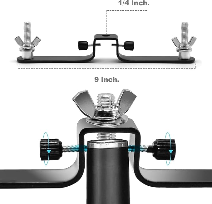118" / 3m Background Folding Crossbar, Photography Lighting Muslin Backdrop Support Crossbar, 2 x 3m Crossbar, 2 x Mount,6 x Clip