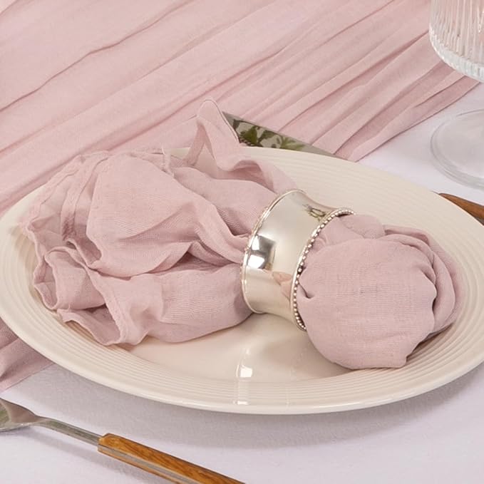 MLMC 100 Pack Cheesecloth Napkins Bulk Dinner Cloth Napkins 21"x21" Boho Reusable Napkins in Bulk for Bridal Shower Baby Shower Events Table Decor Dusty Pink