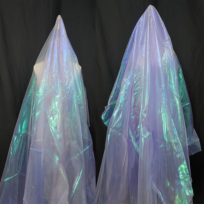 Light Purple Iridescent Organza Fabric for Wedding & Halloween, 11 Yard Long, 59-Inch Wide, Perfect for DIY, Photography Scene Arrangement, and Personalized Clothing Production
