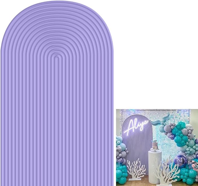2D Printed Ripples Party Arch Cover - Lavender, 6x2.6ft - Spandex - Wedding, Birthday Party, Other Celebrations - Includes One Cover