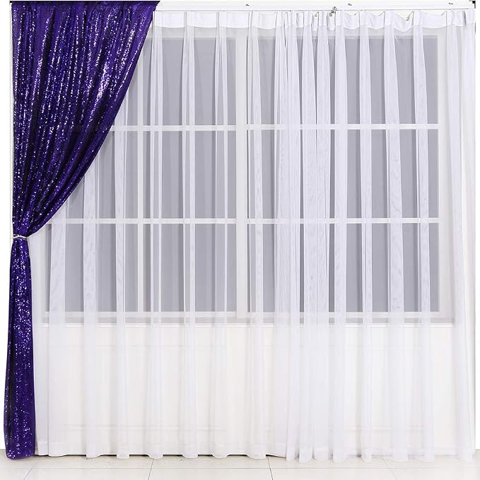 Eternal Beauty Sequin Backdrop Curtains, 2x8 Ft-2 Panels Purple Back Drop for Shimmer Photography Party Wedding Birthday Decor
