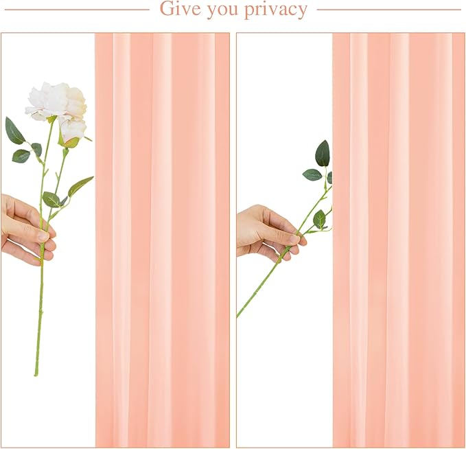6 Panels Peach Backdrop Curtain for Parties Baby Shower Wrinkle Free Peach Photo Curtains Backdrop Drapes Fabric Decoration for Wedding Birthday Party 30ft(W) x 10ft(H)