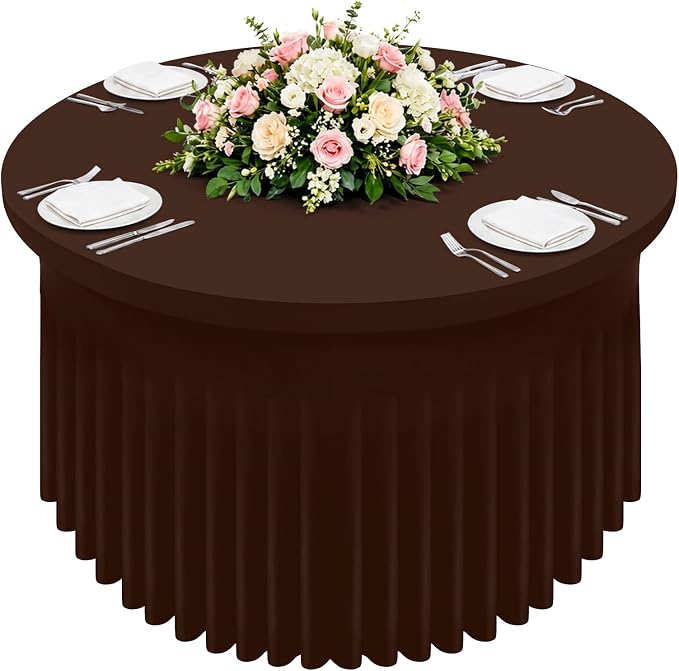 Smiry Round Spandex Tablecloth, Elastic Fitted Washable Tablecloths for 72 Round Tables, Waterpoof Stretch Table Cover Skirt for Outdoor, Wedding, Banquet & Parties, Coffee