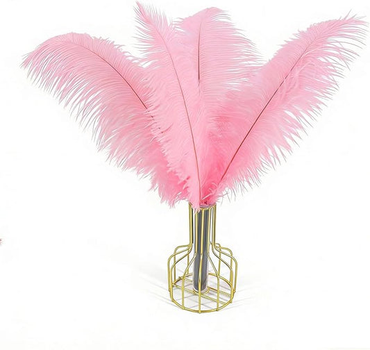 10pcs Natural Ostrich Feather Craft 14-16inch(35-40cm) Plume for Wedding Centerpieces Home Decoration DIY(Pink, 10Pcs 14-16inch)