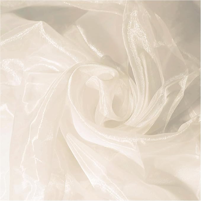 MDS Pack of 30 Yard Sheer Organza Fabric for Wedding Party Home Event Banquet Decorations, Backdrop Curtain Craft Dress Sewing Fashion DIY Crystal Organza Tulle Fabric Bolt 44” Wide - Cream