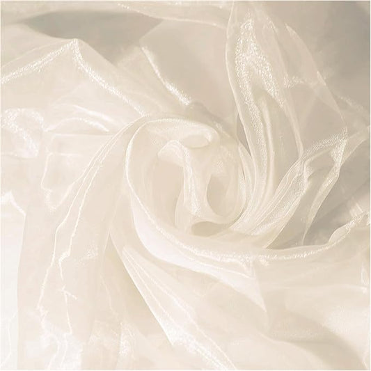 MDS Pack of 25 Yards Bridal Solid Sheer Organza Fabric for Wedding Dress, Crafts, Decorations, Backdrop, Craft Supplies, Silky Shiny Organza Fabrics 44” Wide- Cream