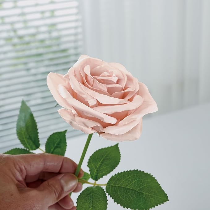100 Pcs Artificial Roses Bulk Silk Blush Roses Pink Roses for Wedding Centerpieces Bridal Bouquet Mohter's Day Valentine's Day Home Decor