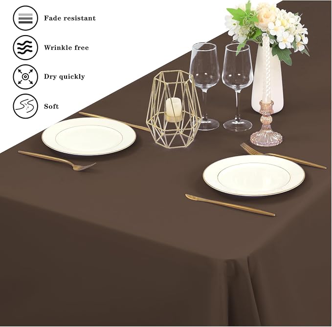 YMHPRIDE 6 Pack Brown Tablecloth 60 x102 inch Polyester Table Cloth for 6 Foot Rectangle Tables, Stain and Wrinkle Resistant Washable Fabric Polyester Table Covers for Wedding Party Banquet