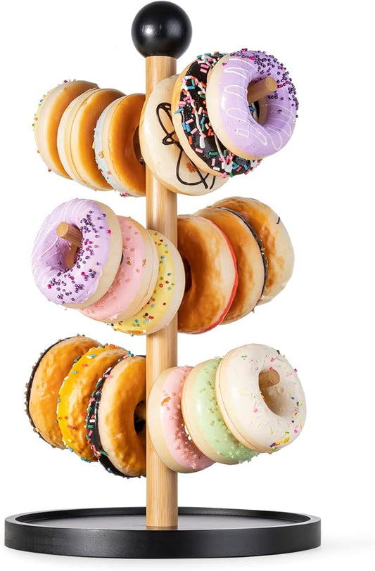 Donut Stand 1 Pack,Donut Display Stand for Dessert Table,Donut Tree,Donut Holder for Party,Graduation，Birthday，Wedding,Baby Shower Dessert Table Decoration（Wood